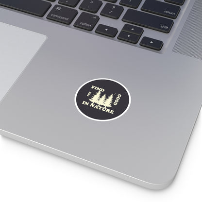 ‘FIND THE GOOD’ ROUND STICKER (DARK GREY)